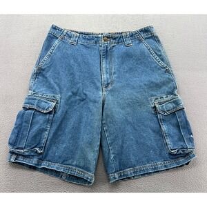 Harry Dickson Shorts Mens Denim Jean Cargo Medium Wash Utility Multi Pocket 34